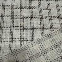Tela Tweed a Cuadros Metálica Dorada de 310 g/m², 100% Poliéster, Teñida con Hilo, Tejido Transpirable, Chaqueta de Lujo para Mujer, Traje, Abrigo SDD-10325