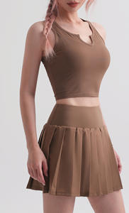 Lcool Rib Crop Top Chaleco de yoga Vestido deportivo Falda plisada Ropa atlética para mujer Conjunto de falda de tenis - Product Image 6