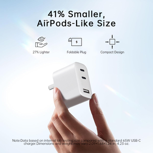 Chargeur super rapide PD 65W GaN Quick QC3.0+ multi-ports <span class=keywords><strong>USB</strong></span>-<span class=keywords><strong>C</strong></span>, <span class=keywords><strong>prise</strong></span> haute puissance pour téléphone portable, compact, portable, ignifuge - Product Image 3