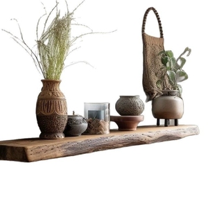 Rustic Wooden Wall <strong>Shelve</strong> Extra <strong>Deep</strong> and Thicker Floating Wood Mounted Storage for Living Room Kitchen Farmhouse-Brown LED - Product Image 1