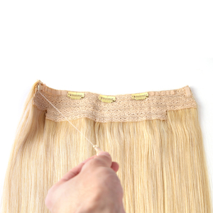 Extensiones de Cabello Humano K.SWIGS con 3 Clips Seguros, Cabello Liso Europeo, Puntas Dobles, Hilo Transparente Invisible - Product Image 2