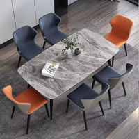 Ensemble de salle à manger moderne pour la maison, table à manger en marbre et métal avec 8 chaises, fabriqué à Foshan, tables et chaises pour restaurant