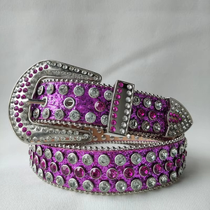 2025 Đinh Tán Rhinestone Sequin Người Đàn Ông Của Vành Đai PU Pha Lê Của Phụ Nữ Cao Cấp Acrylic Vành Đai Kim Cương Bán Buôn - Product Image 6