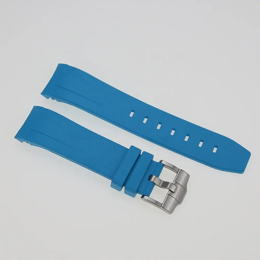 22mm Cover Head Fit SKX007 Watch ICE Blue Vulcanized Rubber Watch Band Strap