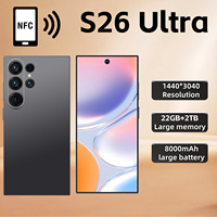 Téléphone portable S26 Ultra 5G, écran HD de 6,9 pouces, 22 Go + 2 To de stockage, batterie de 8000 mAh, NFC, déverrouillage facial, double SIM, smartphone Android