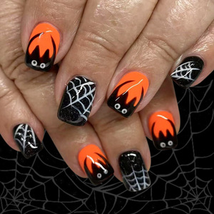<span class=keywords><strong>Uñas</strong></span> postizas de Halloween <span class=keywords><strong>con</strong></span> diseño de bruja en colores pastel, suministro a granel, cortas, cuadradas, <span class=keywords><strong>rosa</strong></span> pálido, <span class=keywords><strong>con</strong></span> purpurina negra, diseño de gatito, murciélago y mecánico - Product Image 5