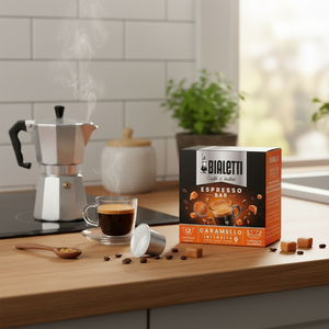 Set di 96 Capsule di Caffè Gourmet Bialetti Riutilizzabili in Metallo e Legno Aroma Caramello per Uso Professionale 0,34€/Capsula - Product Image 3