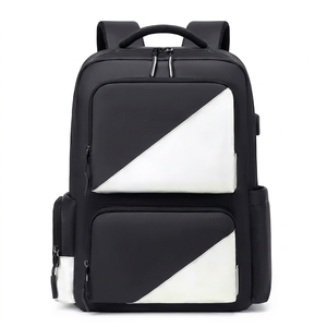 Black White Laptop Backpack Large Capacity USB Charging Travel Business School <b>Bag</b> - Product Image 1