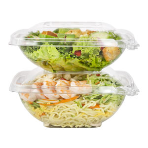 Contenedores reciclables de 24 OZ de fácil manejo, cuenco cuadrado de dos piezas, paquete de seguridad de embalaje a prueba de manipulaciones para Fideos y alimentos - Product Image 1