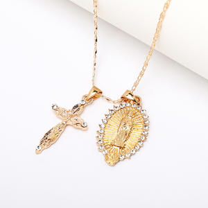 Collares con Colgante de Moda, Aleación de Zinc, Circonia Cúbica, Cruz Cristiana, Regalo para Mujer 2024 - Product Image 2