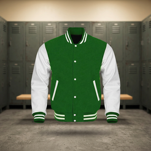 Blouson universitaire d'hiver unisexe de haute qualité, style baseball américain vintage, respirant, en cuir, avec col montant, pour collège et lycée - Product Image 2