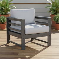 Ensemble de fauteuils d'extérieur modernes en PEHD toutes saisons, canapé de patio avec coussins épais, fauteuil de jardin sans entretien, chaise club écologique