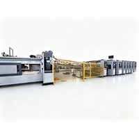 Machine d'impression flexographique 4 couleurs avec découpeuse et rainureuse pour boîtes en carton ondulé, avec système de fabrication de boîtes FFG à défilement vertical intégré