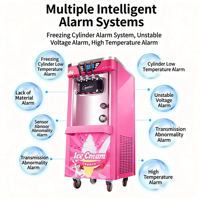 Machine à glace molle commerciale automatique 3 saveurs en acier inoxydable 28L/H avec refroidissement par air et efficacité énergétique