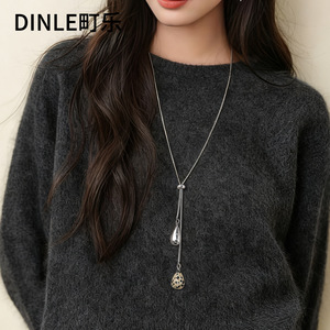 สร้อยคอ Dinle Teardrop Sweater Chain หินธรรมชาติ เงินทิเบต สร้อยคอผู้หญิง เครื่องประดับแฟชั่นลำลอง - Product Image 5
