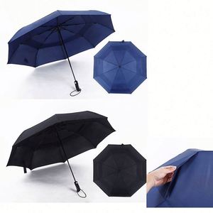 <b>Large</b> Windproof Double Canopy 10 Durable Ribs Strong <b>Frame</b> Auto Open Close Handle Compact Waterproof Umbrella Gift - Product Image 1
