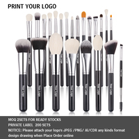 Ensemble professionnel de 23 pinceaux à fond de teint en poils de chèvre pour le visage/les yeux, emballage en boîte avec étiquette privée, crayon à sourcils, manche en bois
