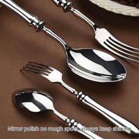 Geling Ensemble de couverts professionnel en acier inoxydable argenté poli miroir Ensemble de vaisselle de luxe à poignée de gourde pour la maison nouvelle mode