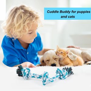 Artículos azules para mascotas, juguetes para masticar para mascotas, cuerda de Limpieza de dientes resistente a mordeduras, cuerda de algodón trenzada de doble nudo, juguetes para masticar perros - Product Image 4
