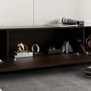 Meuble <span class=keywords><strong>TV</strong></span> moderne <span class=keywords><strong>Yifan</strong></span> couleur noyer avec support mural réglable, console de salon pour téléviseurs de 65 pouces et plus - Product Image 5