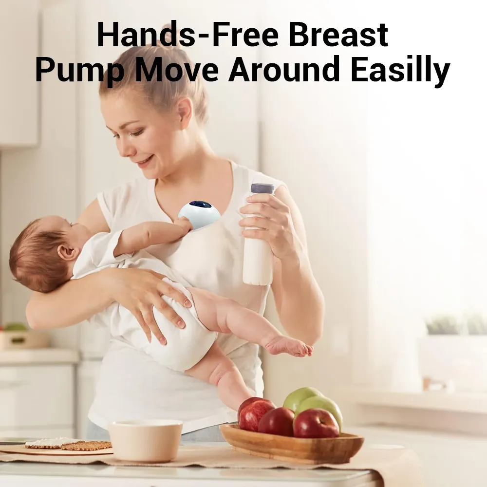 Bomba de mama portátil sem dor, bomba elétrica de baixo nível de ruído para alimentação de bebês, bomba de mama portátil com as mãos livres