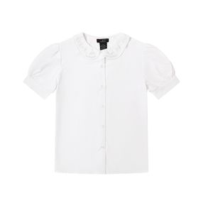 Blusa Escolar de Alta Calidad al por Mayor con Cuello <span class=keywords><strong>Peter</strong></span> Pan para Niña, Color Azul Claro, Uniformes Escolares - Product Image 3