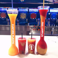 Gobelets à boisson Yardas Para de 16 oz/24 oz/32 oz à col long pour slush, daiquiri, en plastique, avec paille