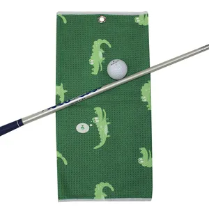 Serviette de Golf numérique absorbant, lot de 50 pièces, serviette en microfibre, à motif de dessin animé, avec Logo personnalisé et Clip