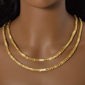 Collier chaîne à maillons byzantins en zircon de haute qualité plaqué or 18 carats 750 Italie luxe mode pour femmes - Product Image 5