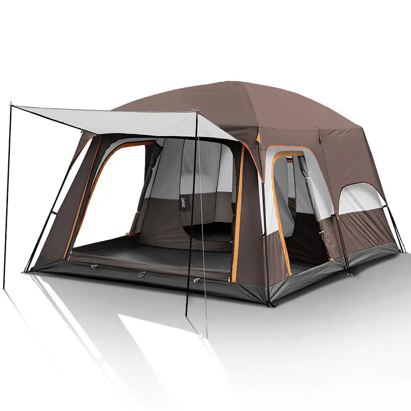 Tente de camping extérieure pour 12 personnes, 2 chambres 1 salon étanche, espace extra-large, tente familial