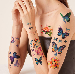 Autocollants de corps de festival de femmes tatouages temporaires de paillettes imperméables de longue durée conceptions florales <span class=keywords><strong>sexy</strong></span> pour la plage de Coachella blanc - Product Image 1