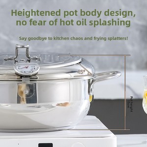 Durable 304 Food Grade Stainless Steel Deep Fryer Flying <strong>Pot</strong> with Thermometer for Home and Restaurant Kitchens - Product Image 4