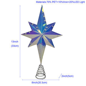 ฟิล์ม PET สีสันสดใส ขนาด 11-13 นิ้ว สำหรับตกแต่งยอดต้นคริสต์มาส พร้อมไฟ LED ส่องสว่าง สำหรับตกแต่งบ้านและงานปาร์ตี้ - Product Image 6