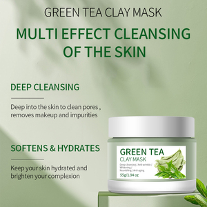 Masque facial en argile de curcuma à base de plantes hydratant à la vitamine C, masque exfoliant pour le visage au thé vert anti-rides, nettoyage en profondeur pour tous les types de peau - Product Image 3