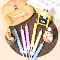 Bougie d'anniversaire créative en spirale, sans fumée, en cire de paraffine faite à la main, colorée, en forme de macaron, pour décorations de gâteaux, fêtes et Diwali