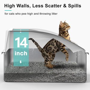 Bac à litière XXL en acier inoxydable, design profond <span class=keywords><strong>de</strong></span> 8 pouces, <span class=keywords><strong>toilette</strong></span> <span class=keywords><strong>pour</strong></span> <span class=keywords><strong>chat</strong></span> à bords hauts, anti-fuite d'urine, fond antiadhésif, tapis <span class=keywords><strong>de</strong></span> litière inclus - Product Image 2