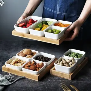 Cấp Thực Phẩm Gốm Tre Ban Các Loại Hạt Hạt Hạt Bát Kẹo Snack Trái Cây Khô Lưu Trữ Hộp Khay Container Cho Trẻ Em