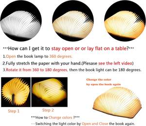 Lámpara LED de Mesa Decorativa Impermeable RGB con Diseño de Libro Plegable de Papel y Madera, Tendencia 2025, Venta al por Mayor - Product Image 3