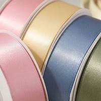 Ruban en satin polyester double face de 2,5 cm x 20 yards, ruban uni pour emballer des gâteaux, des cadeaux, des bouquets floraux, des nœuds faits à la main, décoration