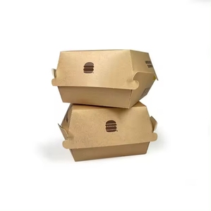 Caja de hamburguesas de papel Kraft desechable personalizada SGP, respetuosa con el medio ambiente, estilo clásico, laminado mate sin rayos UV, papel de arte para embalaje de alimentos No - Product Image 1