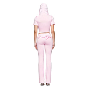 Conjunto de Dos Piezas Gia con Camiseta de Manga Corta con Capucha y Estampado de Letras y Pantalones Largos, Corte Ajustado y Elástico, Traje Deportivo para <span class=keywords><strong>Mujer</strong></span>, Listo para Enviar - Product Image 6