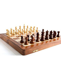 Jeu d'échecs en bois personnalisé, échiquier magnétique en bois de 15 pouces avec rangement intégré, pièces d'échecs, échiquier pliable, 2 reines supplémentaires