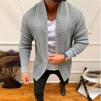 Nouveau Cardigan Homme Tricoté Anti-Plis Col V Couleur Unie Tendance Décontracté Automne 2026 en Polyester/Coton