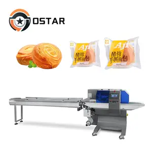 Automatische horizontale PE-Verpackungsfolie Bäckerei Lebensmittel Schokolade Brotbeutel Flow Pillow Flowpack-Verpackungsmaschine