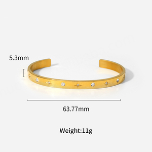 กำไลข้อมือเพชรหรูหรา ชุบทอง 18k กำไลสแตนเลสสำหรับผู้หญิง - Product Image 6