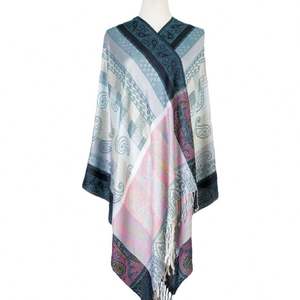 Chal Étnico Multicolor Estilo Europeo con Borlas, Jacquard de Anacardo, Resistente al Viento y Cálido para Mujer YHK0050 - Product Image 5