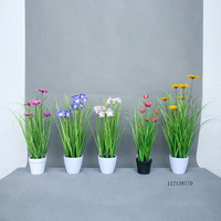 Plantas Artificiales en Maceta de 18 cm, Bonsái Pequeño, Hierba de Cebolla Sintética, Tulipán Rojo, para Decoración de Tiendas, Hoteles, Bibliotecas, Oficinas y Hogares