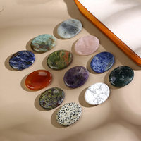 Pierre de méditation transfrontalière en cristal naturel, pour massage du pouce et soulagement du stress, en Quartz rose et Améthyste
