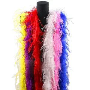 Belle bande de plumes d'<span class=keywords><strong>autruche</strong></span> naturelles de 2M, garniture de Costumes duveteux de qualité Boa pour Costume de fête, châle disponible - Product Image 1