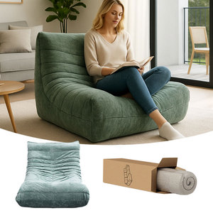 Fauteuil inclinable sans accoudoirs, emballé sous vide, sans cadre, canapé en peluche incurvé, canapé-lit à compression, siège unique, canapé en mousse moelleux - Product Image 1